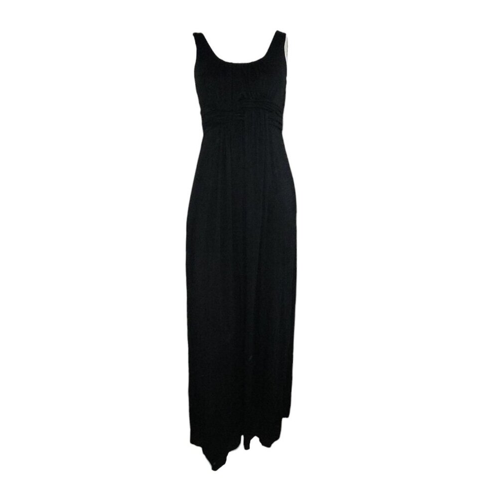 Soma Dress Womens Size XS Solid Black Maxi Pullover Wrapped Waist Sleeveless NWT